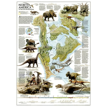National Geographic Reference Map: National Geographic Dinosaurs of North America Wall Map (22.25 X 30.5 In) (Sheet map, rolled)