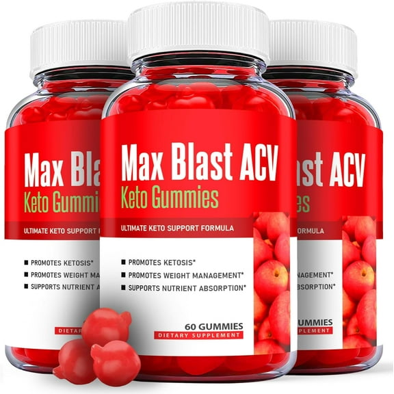(3 Pack) Max Blast Keto ACV Gummies - Apple Cider Vinegar Supplement for Weight Loss - Energy & Focus Boosting Dietary Supplements for Weight Management & Metabolism - Fat Burn - 180 Gummies