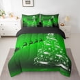 thumbnail image 2 of Feelyou Cartoon Xmas Tree Bedding Comforter Set 7 Pieces for Teen, Kawaii Santa Claus Full Bedding Set, Green Christmas Theme Reversible Fitted Sheet Flat Sheet, Luxury Bedroom Decor, 2 of 7