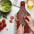 thumbnail image 3 of Mandala Cutting Board, Traditional Paisley Design with Side Frame Borders Image Illustration, Decorative Tempered Glass Cutting and Serving Board, Wine Bottle Shape, Burgundy White, by Ambesonne, 3 of 5