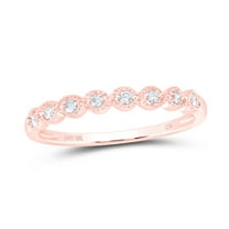 10K Rose Gold Real Diamond Women's Milgrain Braided Stackable Band Ring 1/10 CT