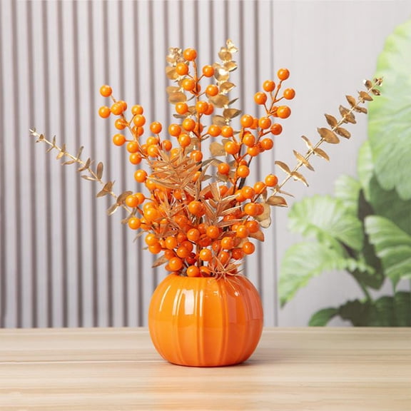 YMARPT Pumpkin Shape Plastic Vase, Plastic Flower Vase Fall Harvest Decoration, Pumpkin Planter Flower Arrangement Holder, Plastic Pumpkin Flower Pot for Dried Flower Arrangement