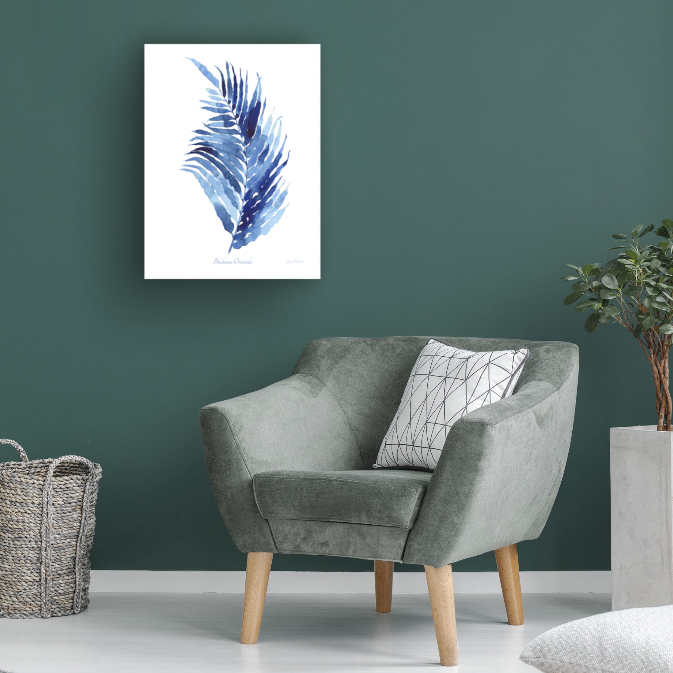 Canvas Wall Art - Jean Plout 'Indigo Botanical 7' Wall Art for Living Room, Bedroom, or Office Décor by Trademark Fine Art - 14 x 19 Inches