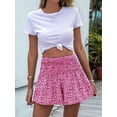 thumbnail image 4 of Boho Floral High Waist Drawstring Skorts for Women - Summer Ruffle Flowy Skirts Rose Red S, 4 of 8