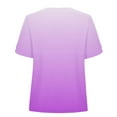 thumbnail image 4 of BiZtdJrK Women's Tops Short Sleeve Button V Neck Blouses Summer Loose Dressy Casual Cold Shoulder Tunic Top Gradient Print T Shirt Deals for Today Purple XL, 4 of 5