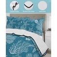 thumbnail image 3 of Twin Quilt Bedding Set, Blue Coastal Reversible Summer Quilt 3 Pieces, Starfish Coral Summer Beach Ocean Lightweight Bedspreads Coverlets with 2 Pillow Shams for All Seasons, 3 of 5