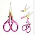 thumbnail image 3 of Unique Bargains 1 Pc Women Eyebrow Trimmer Scissors Stainless Steel Gold Tone, Pink, 3 of 3