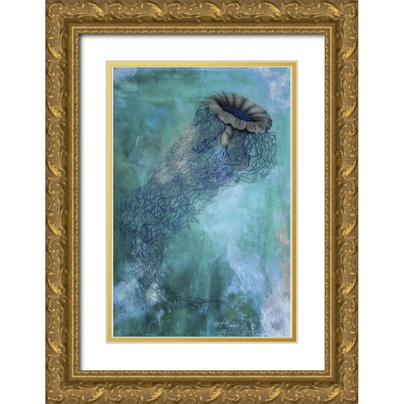 Sommers, Mindy 13x18 Gold Ornate Wood Framed with Double Matting Museum Art Print Titled - Jellyfish