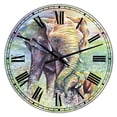 thumbnail image 1 of DesignArt Mother & Baby Elephant Rainbow Colors Large Wall Clock, 1 of 2