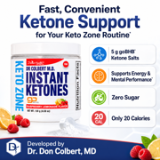 Dr. Colbert, MD Instant Ketones Powder | Raspberry Lemonade | Keto Zone | Divine Health | Recommended in The Keto Zone Diet Book | GoBHB | Exogenous BHB Ketone Salts | 4.59oz | 21 Servings