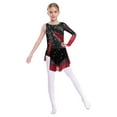 thumbnail image 1 of Freebily Robe de Danse Ballet Patinage à Manches Longues pour Filles avec Strass et Blocs de Couleur Bourgogne 14, 1 of 6