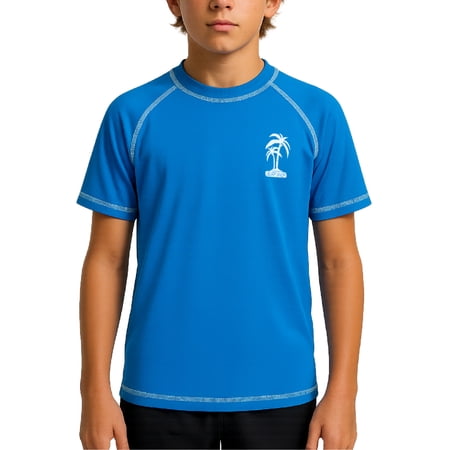 iXtreme Boys Rash Guard Shirt - UPF50+ Sun Protect Quick Dry Short Sleeve Swim Shirts for Boys (5-18)