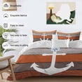 thumbnail image 3 of Queen 4 Piece Bedding Set Coastal Nautical Compass Orange Gradient Soft Breathable Duvet Cover and Pillowcase,Vintage Farm Wood Board Duvet Cover Set Bed Sheets for Bedroom Dormitory Guest Room, 3 of 9