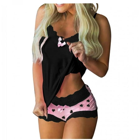 

Gifts for Christmas Bidobibo Women s/Girls Sexy Lace Cami Top and Shorts 2-Piece Pjs Sexy Lace Splicing Lingerie Sleepwear Pajama Set Nightwear