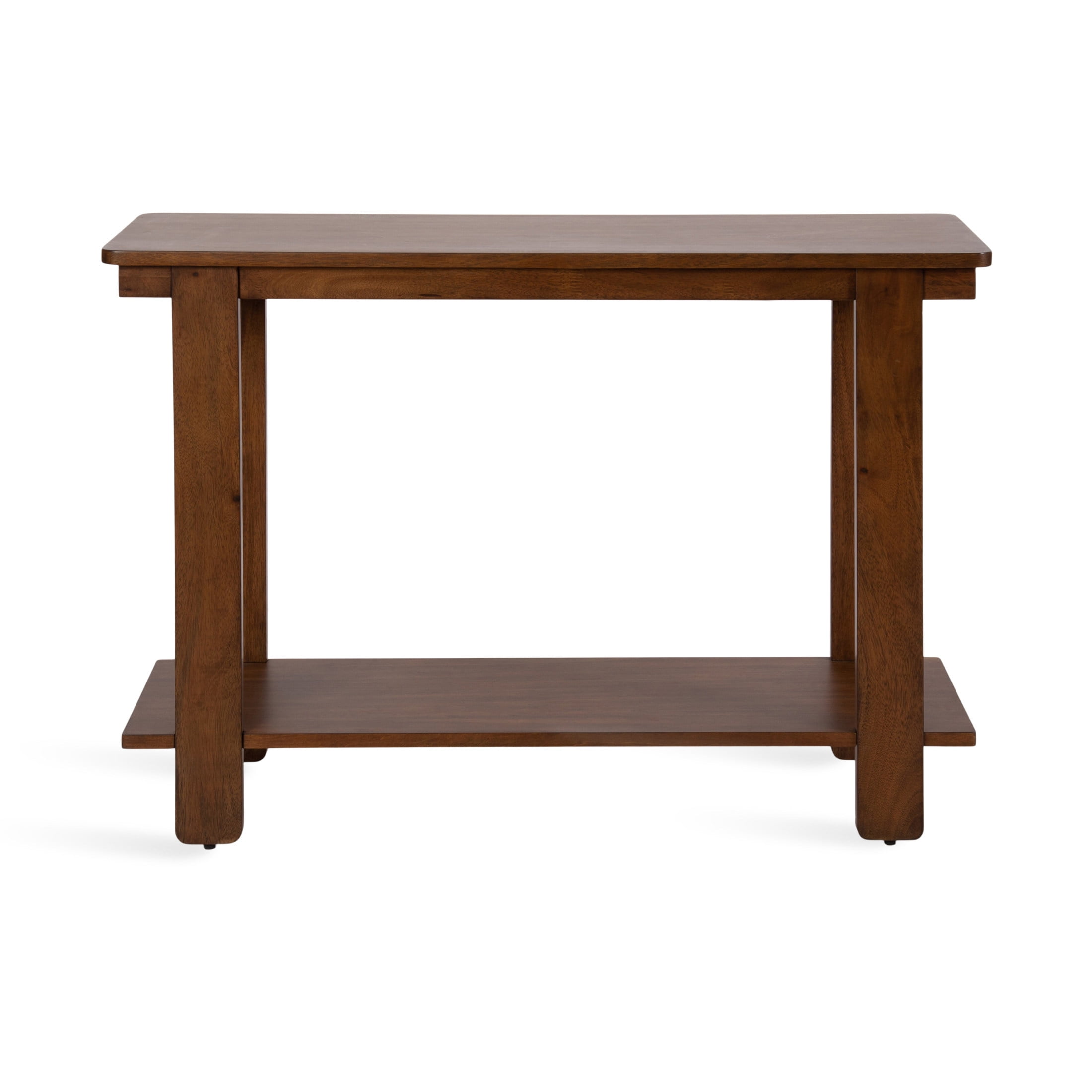 Kate and Laurel Foxford Tiered Rectangle Console Table, 42 x 14 x 30, Walnut Brown, Transitional Two-Tier Wood Entryway Table with Storage for Use as Living Room Behind Couch Table