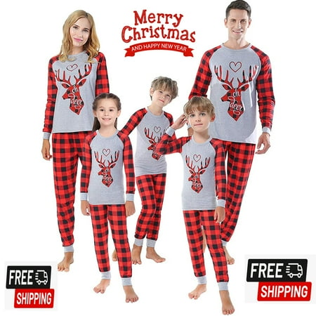 

ESASSALY Christmas Pajamas For Family - Family Christmas Pjs Matching Sets Plaid
