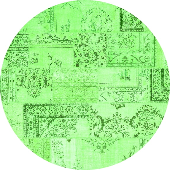 Ahgly Company Indoor Round Abstract Green Contemporary Area Rugs, 7' Round