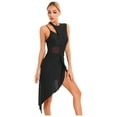 thumbnail image 2 of Doomiva Latin Dance Dress for Women Asymmetrical Rumba Samba Tango Practice Competition Costume Black XL, 2 of 7