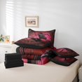 thumbnail image 6 of Manfei Flying Animal Crow Bedding Comforter Set 7 Pieces,Boho Retro Print Full Bedding Set,Red Black Fitted Sheet Flat Sheet For Children,Microfiber Bedroom Decor,Reversible, 6 of 8