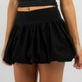 thumbnail image 3 of Gupgi Women Bubble Mini Skirts Ruffle Short Skirts Solid Color Mid Waist Puffy A-Line Skirt, 3 of 9