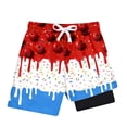 thumbnail image 4 of Rggeeun Boys Child Swimsuit Set Cartoon Fruit & Ice Print Elastic High Waist with Adjustable Tie Double Layer Trunks Loose Fit for Summer Pool Training Fashion Swimwear,Red,7-8 Years, 4 of 4