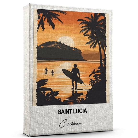 Saint Lucia Travel Canvas Wall Art – Beautiful Travel Decor for Bedroom, Office Caribbean Canvas Print – Serene and Scenic Wall Decor Gift for Travel Lovers