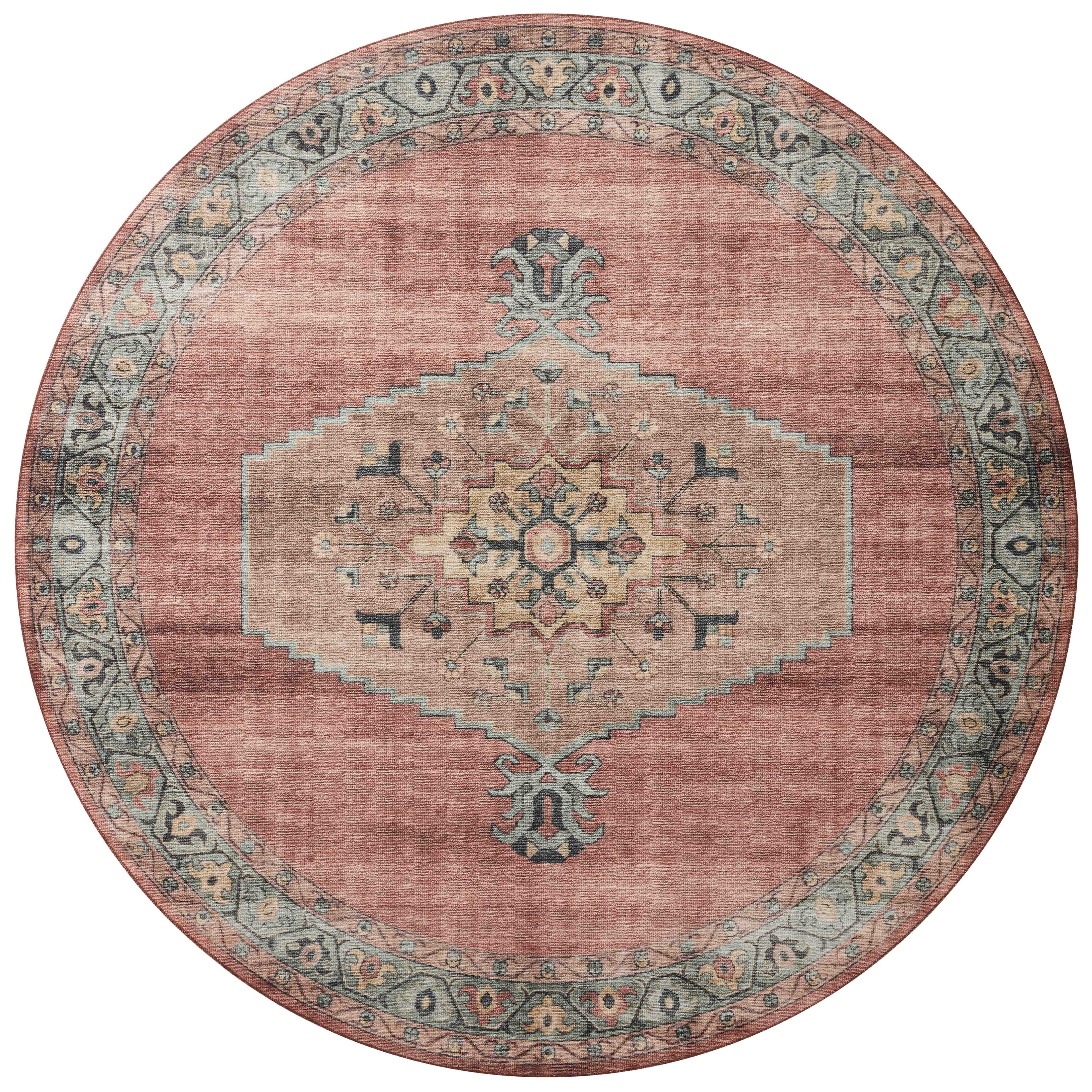 Loloi Heidi Collection HEI-05 Spice / Aqua, Area Rug 2'-6" x 9'-6"