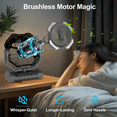 thumbnail image 6 of 16000mAh Rechargeable Camping Misting Fan, 250ml Water Tank Portable Battery Powered Fan, Standing/Hanging With Hook, 4 Speed, Remote Control, Timer, 4 LED Brightness, Black, 6 of 11