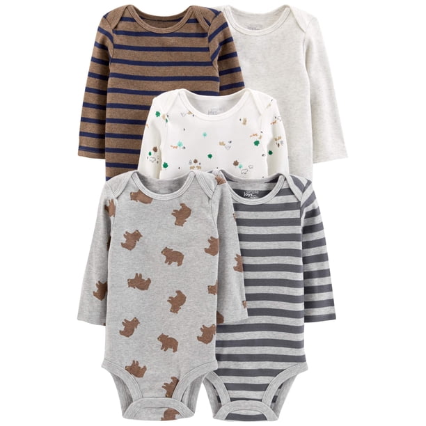 Camisa tipo body Simple Joys by Carter's, paquete de 5 unidades para bebés recién nacidos