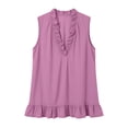 thumbnail image 5 of TGSLY Sleeveless Halter Tank Tops for Women Scalloped Deep V Neck Solid Color Blouses Loose Flowy Fit Ruffle Hem Boho Casual Style Shirts M, 5 of 7