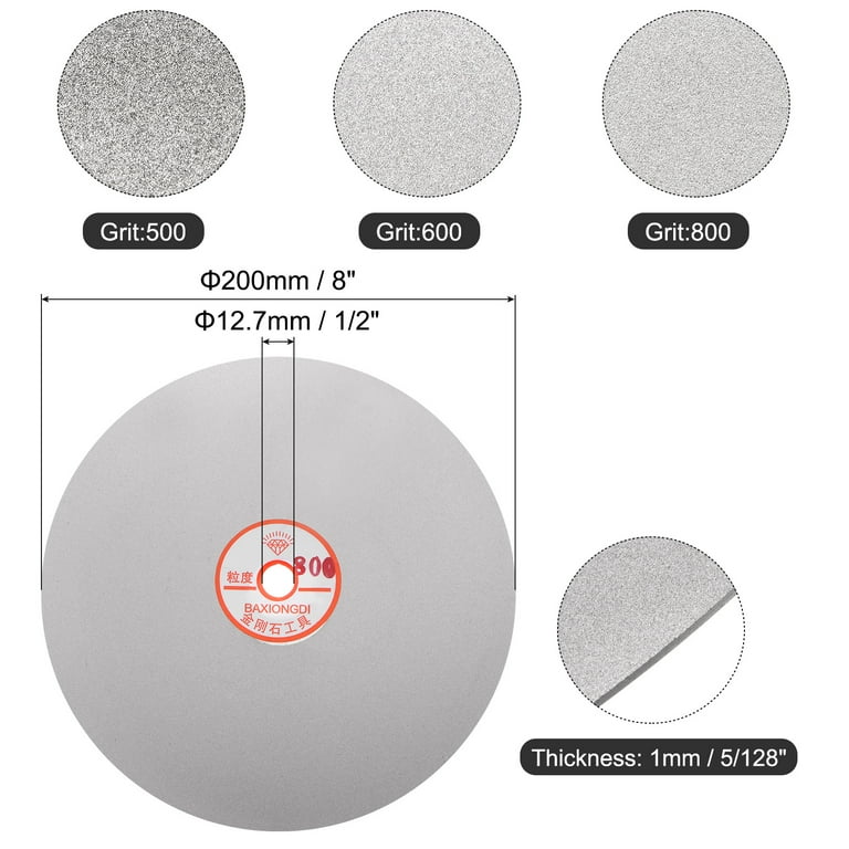 Uxcell 3 Pieces Diamond Sanding Grinding Disc Set 8" Grit 500/600