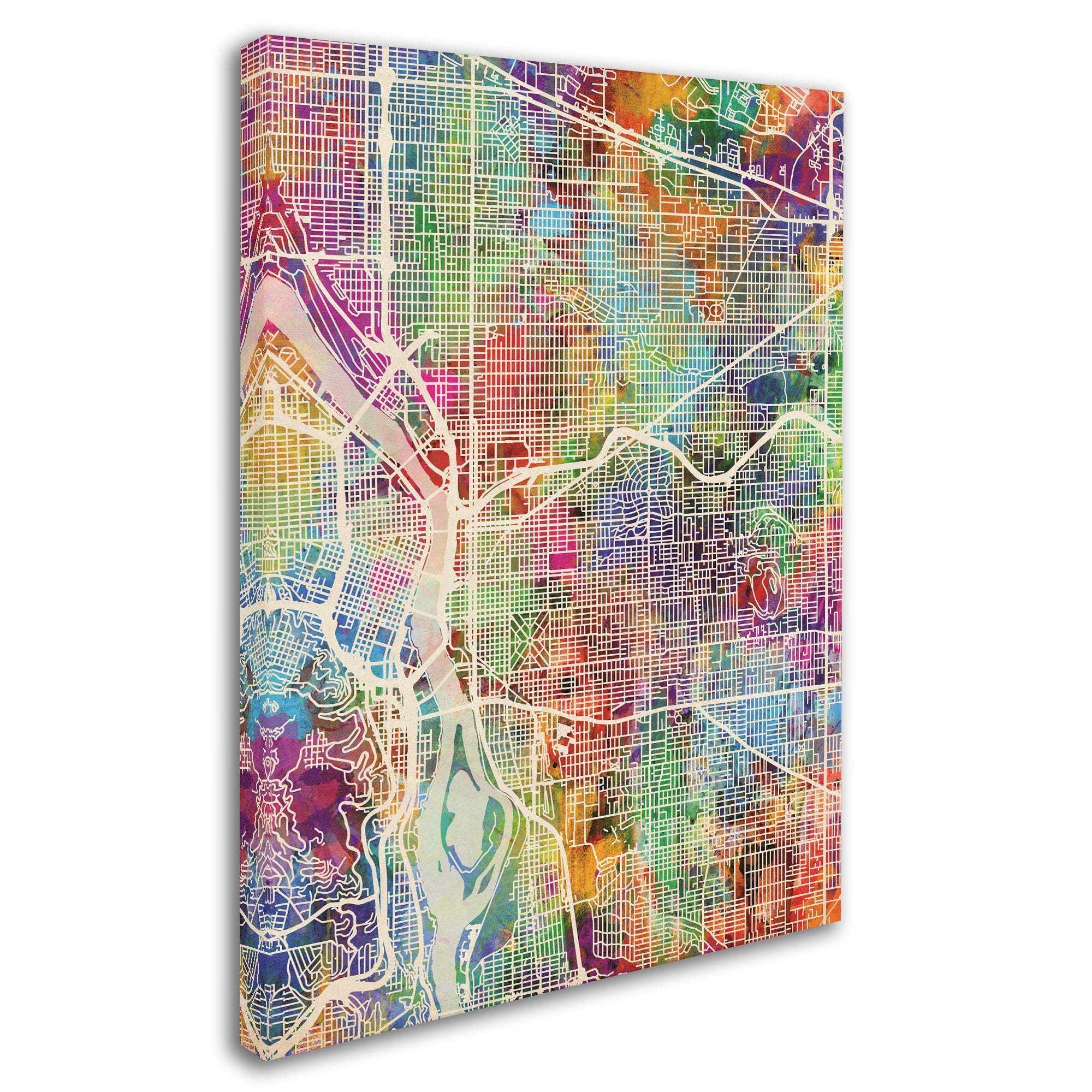 Trademark Fine Art 'Portland Oregon Street Map' Canvas Art by Michael Tompsett