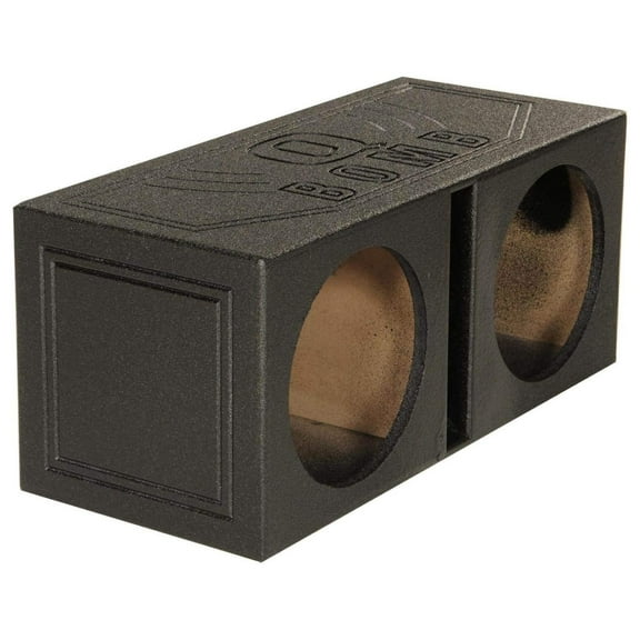 QBOMB10V Dual 10 Inch Vented Port Subwoofer Sub Box, 1 Cubic Foot per Sub, Tuning Frequency 40 hZ, with Bedliner Spray