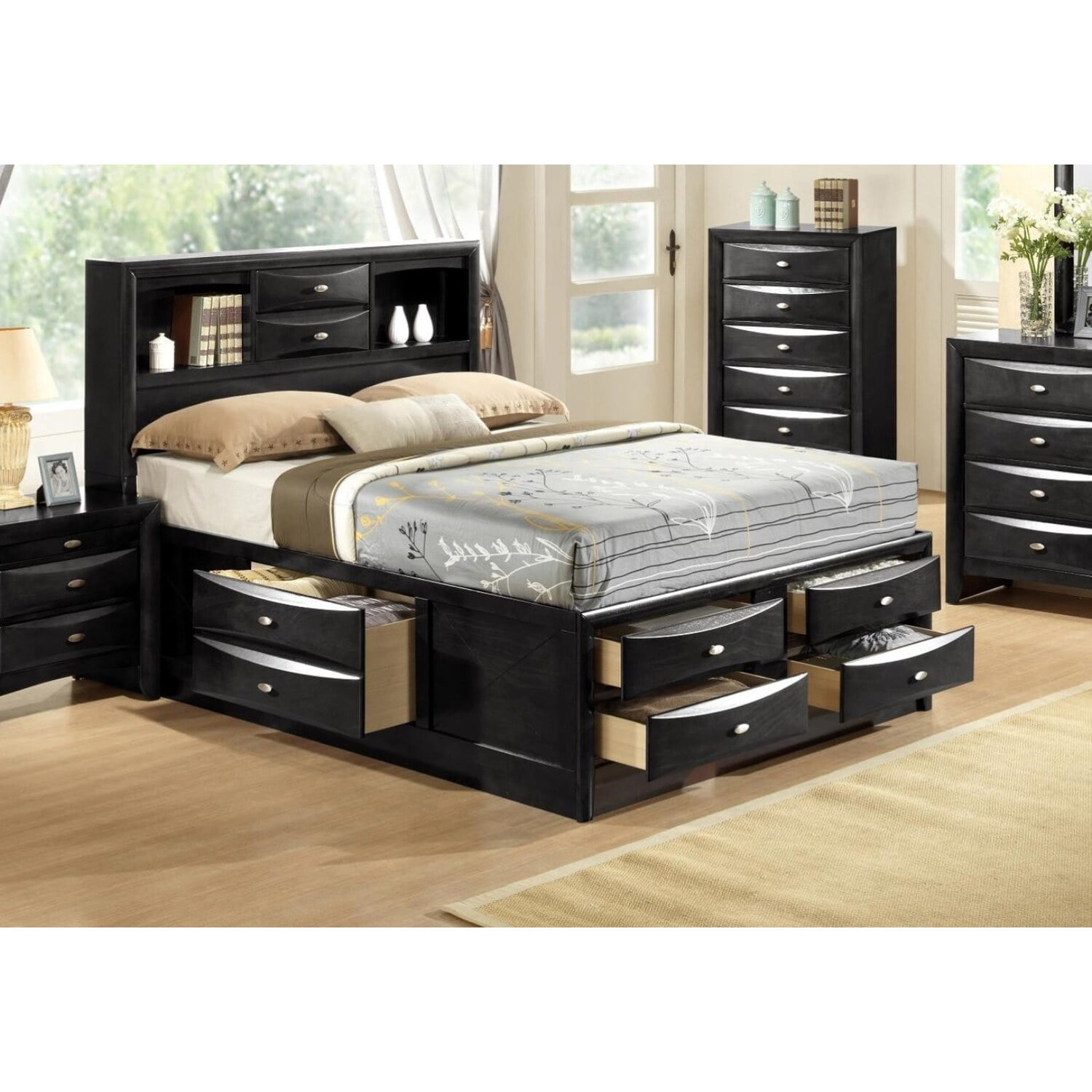 Myco Furniture Emily Storage BedColorMerlot,SizeQueen