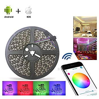 Bluetooth LED Strip Light 32.8ft RGB Non Waterproof 10M 5050 SMD LED Rope Light iOS Android Smartphone APP Controlled 16...