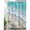 thumbnail image 2 of Fsddascl Beach Coastal Shower Curtain Set - 48" x 72" Washable Bathtub Curtain with 12 Hooks, Nautical Starfish Shell Seaside Ocean Waterproof Fabric Stall Shower Curtains for Bathroom/Bathtub, 2 of 6