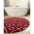 thumbnail image 4 of Unique Loom Trellis Shag Collection Area Rug - Ruth (3' 3" Round Burgundy Red/Ivory), 4 of 11