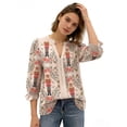 thumbnail image 4 of V-Neck Long Sleeve Nutcracker Print Blouse (Women's), 4 of 6