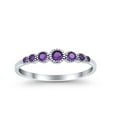 thumbnail image 2 of Half Eternity Petite Wedding Band Ring Amethyst CZ 925 Sterling Silver Size 5, 2 of 6