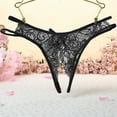 thumbnail image 4 of Elainilye Fashion Womens Crotchless Panties Set Sexy Transparent Underwear Sling Solid Color Thong Underwear,Black, 4 of 5