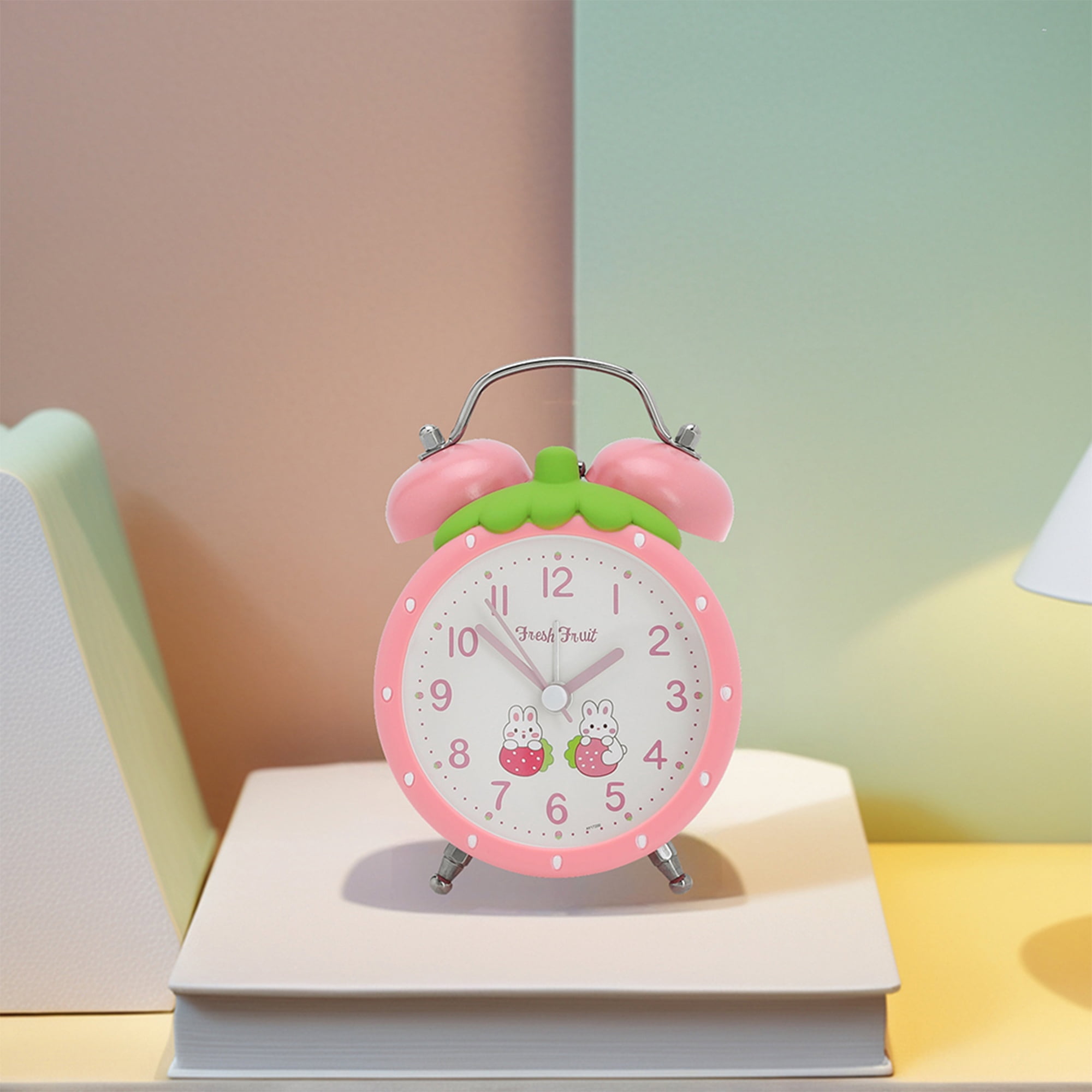 Unique Bargains Traditional Dual Bell Design Loud Alarm Pink 3.5"L x 2.4"W x 4.7"H