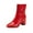 Red, variant on Beige Ankle Boots For Women With Side Zipper Chunky Heel Pointed Toe Design For Everyday Wear Non-Slip Sole