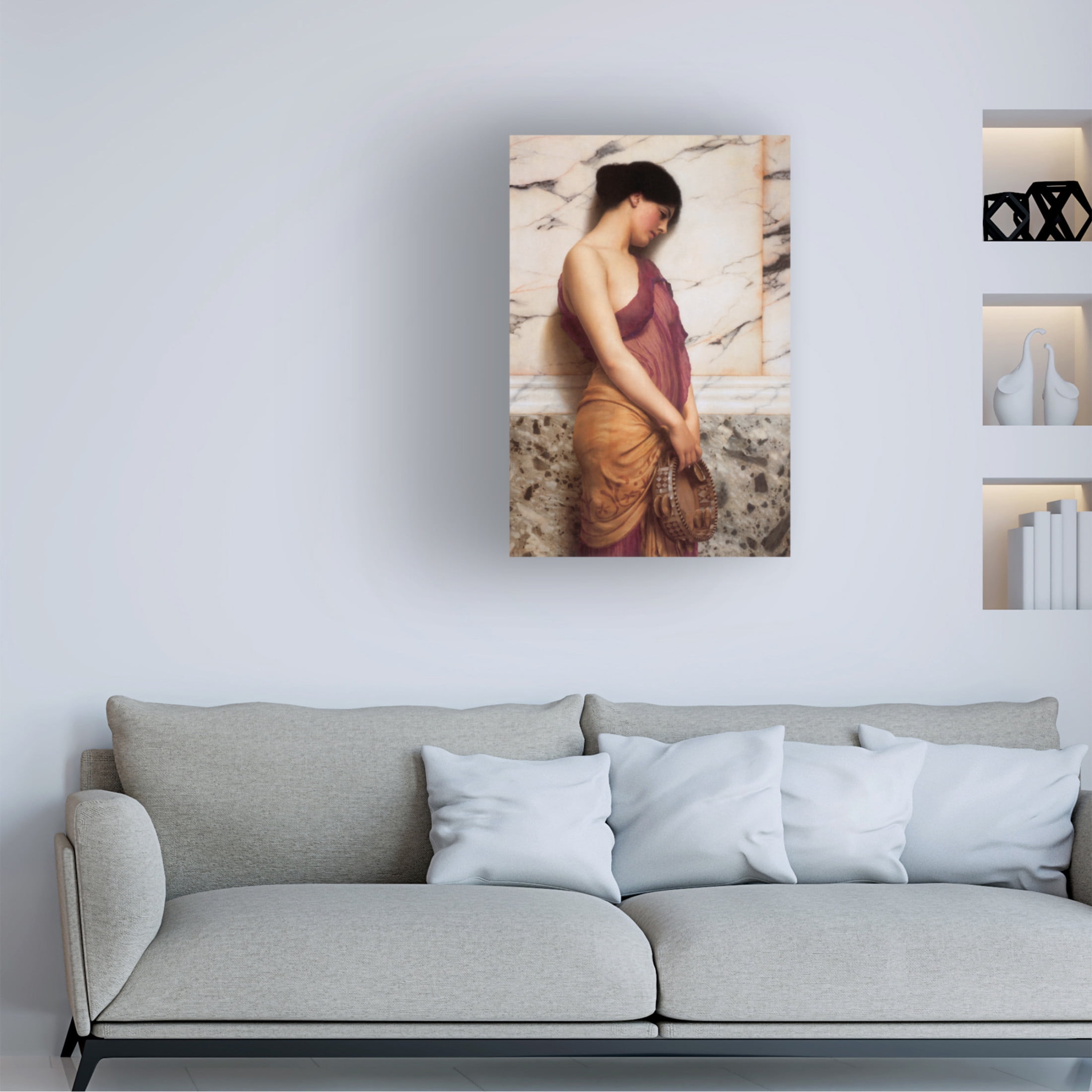 Canvas Wall Art - Masters Collection 'The Tambourine Girl John William Godward' Wall Art for Living Room, Bedroom, or Office Décor by Trademark Fine Art - 12 x 19 Inches