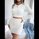 thumbnail image 4 of Conjunto de 2 Piezas de Suéter Ajustado y Minifalda para Mujer, Jersey de Larga con Top Corto de Punto . L, 4 of 10