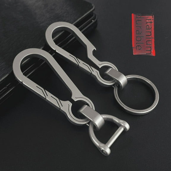 Titanium Alloy Car Keychain Men's and Women's High-grade Waist Hanging Multifunctional Stainless Steel Key Chain Ring Distinctive Pendant - style：Simple style；