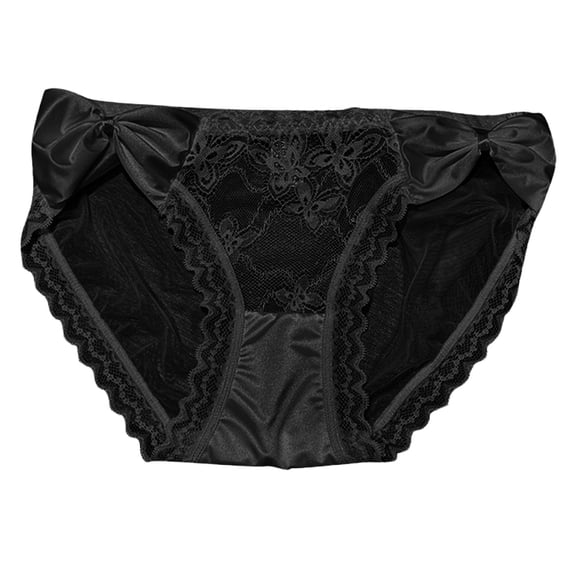 Ruimatai Women's Lace Underwear Mid Rise Breathable Comfortable Sexy French Panties with Bow Solid Soft Stretchy Everyday Wear