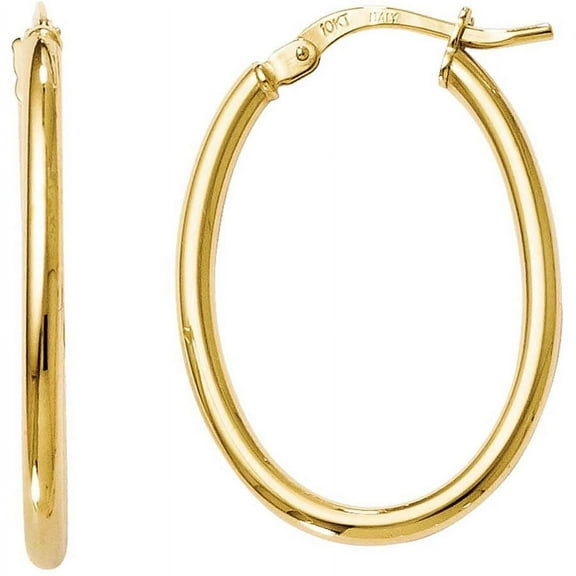 Primal Gold 10 Karat Yellow Gold Oval Hinged Hoop Earrings