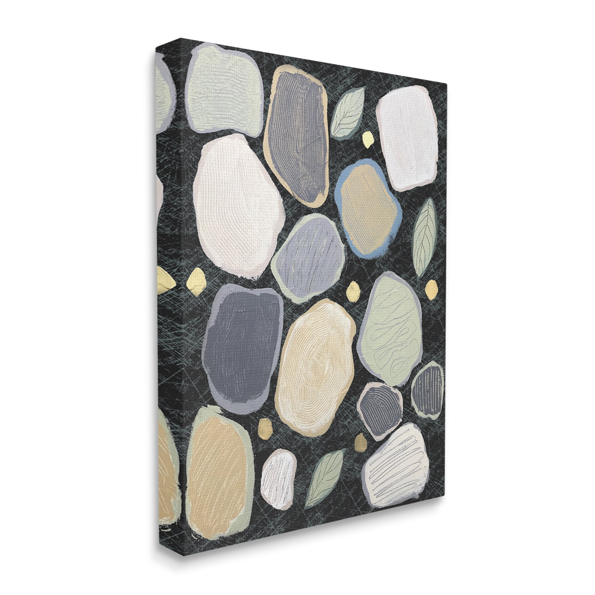Stupell Industries Abstract Pebbles & Leaves Abstract Painting Gallery Wrapped Canvas Art Print Wall Art, 36 x 48