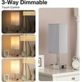 thumbnail image 4 of Bedside Table Lamp Touch Control, Nightstand Lamps with USB C+A Charging Ports Dual AC Outlets, for Bedroom Living Room Office Reading(LED Dimmable Bulb Included) (Black), 4 of 7