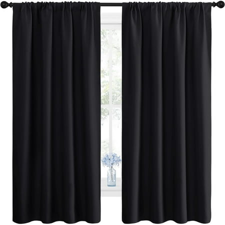 LKIFFA-Blackout Curtains Window Draperies - Window Treatment Thermal Insulated Solid Room Darkening Drapes for Bedroom (Teal Blue Set of 2 42 by 84 inches Long)